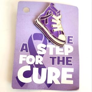"Take a step for the cure" Purple ribbon pin